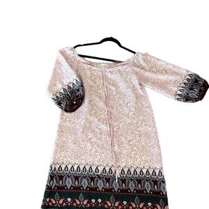 Loft Lilac Tie Neck Beach Coastal Boho Lagenlook Floral dress